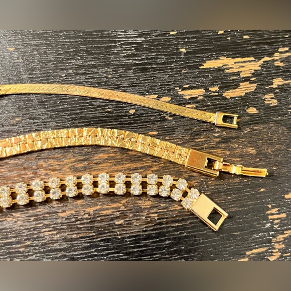 Vintage 3 Bracelet Bundle 💛 Beautiful Shiny Gold & Diamond Look - Picture 5 of 9